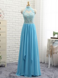 Amazing Baby Blue Sleeveless Chiffon Backless Homecoming Dress Online for Prom and Party