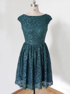 Chic Knee Length Teal Dama Dress Lace Cap Sleeves Lace