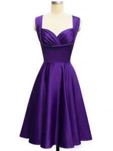 Straps Sleeveless Lace Up Dama Dress for Quinceanera Purple Taffeta