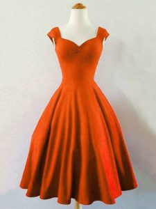 Fabulous Rust Red Sleeveless Knee Length Ruching Lace Up Damas Dress