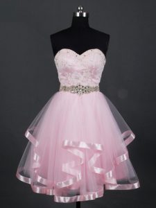 Charming Mini Length A-line Sleeveless Baby Pink Quinceanera Dama Dress Zipper