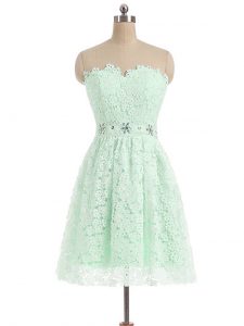 Delicate Mini Length A-line Sleeveless Apple Green Prom Dresses Zipper
