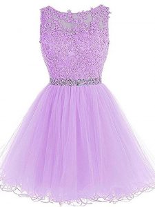 Fabulous Scoop Sleeveless Zipper Prom Dress Lavender Tulle