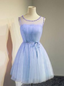Glorious Empire Quinceanera Dama Dress Lavender Scoop Tulle Sleeveless Knee Length Lace Up