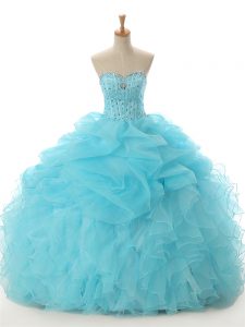 Organza Sleeveless Floor Length Ball Gown Prom Dress and Beading and Ruffled Layers