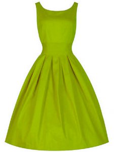 Sleeveless Knee Length Ruching Lace Up Wedding Guest Dresses with Olive Green