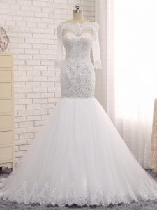 Floor Length White Wedding Gown Off The Shoulder Sleeveless Zipper