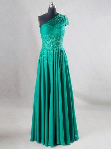 Turquoise Pageant Dress Womens Prom and Party and Military Ball and Sweet 16 and Beach with Beading and Pleated Sweetheart Sleeveless Backless