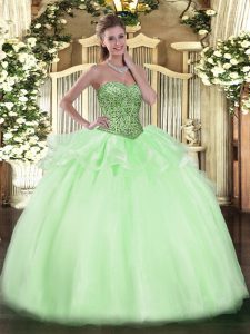 Clearance Floor Length Apple Green Sweet 16 Dress Sweetheart Sleeveless Lace Up