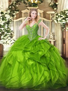 Flare Sleeveless Organza Lace Up Quinceanera Dresses for Military Ball and Sweet 16 and Quinceanera