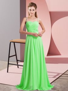 Artistic Criss Cross Evening Dress for Prom and Party with Beading Sweep Train