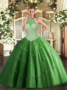 Delicate Sleeveless Beading and Appliques Lace Up Sweet 16 Quinceanera Dress