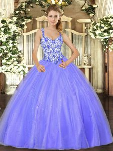 Delicate Organza Sleeveless Floor Length Sweet 16 Quinceanera Dress and Beading