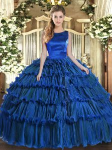 Colorful Royal Blue Sleeveless Ruffled Layers Floor Length Sweet 16 Dresses