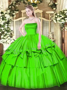Attractive Sweet 16 Dress Military Ball and Sweet 16 and Quinceanera with Ruffled Layers Strapless Sleeveless Zipper