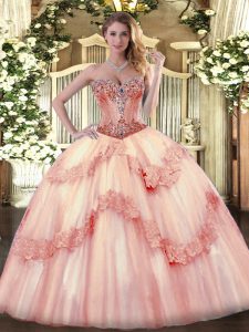 Free and Easy Baby Pink Quinceanera Dresses Sweetheart Sleeveless Lace Up