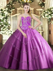 Cute Sleeveless Lace Up Floor Length Beading and Appliques Quinceanera Gown