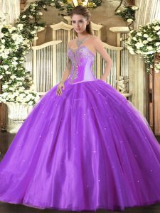 Smart Floor Length Ball Gowns Sleeveless Lavender Sweet 16 Dress Lace Up