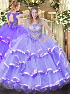 Designer Floor Length Ball Gowns Sleeveless Lavender 15 Quinceanera Dress Lace Up