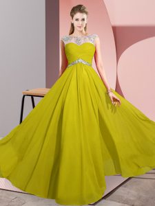 Unique Yellow Scoop Clasp Handle Beading Homecoming Dress Sleeveless