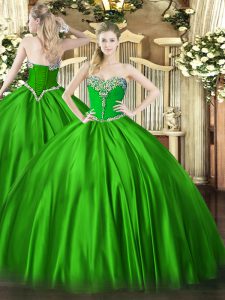 Custom Fit Floor Length Lace Up Sweet 16 Dresses for Military Ball and Sweet 16 and Quinceanera with Beading