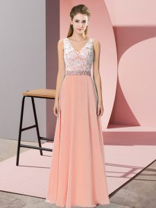 Top Selling Sleeveless Backless Floor Length Beading Evening Dress