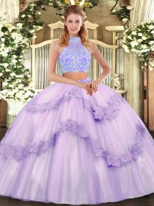 Sleeveless Beading and Appliques and Ruffles Lace Up 15 Quinceanera Dress