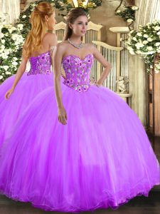Custom Design Floor Length Lavender 15 Quinceanera Dress Sweetheart Sleeveless Lace Up