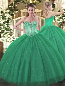 Artistic Turquoise Sweetheart Neckline Beading 15th Birthday Dress Sleeveless Lace Up
