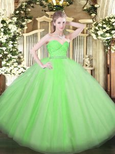 Colorful Sleeveless Tulle Zipper 15th Birthday Dress for Military Ball and Sweet 16 and Quinceanera