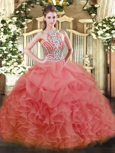 Cheap Sleeveless Beading Lace Up Quinceanera Gown