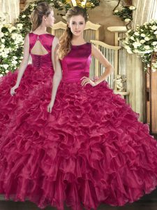 Attractive Sleeveless Ruffles Lace Up Quinceanera Gown