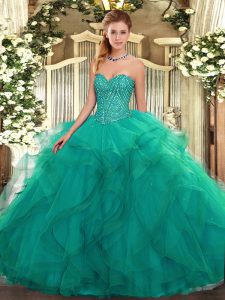 Exquisite Sleeveless Lace Up Floor Length Beading and Ruffles Quinceanera Dresses