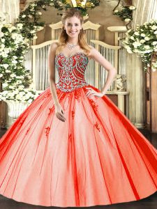 Customized Sleeveless Lace Up Floor Length Beading and Appliques Quince Ball Gowns