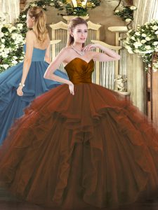 Tulle Sleeveless Floor Length Quince Ball Gowns and Ruffles