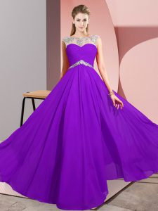 Extravagant Chiffon Sleeveless Floor Length Prom Dresses and Beading