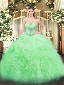 Lace Up Sweetheart Beading and Ruffles and Pick Ups Sweet 16 Quinceanera Dress Organza Sleeveless