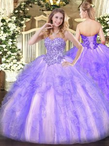 Sumptuous Tulle Sleeveless Floor Length 15th Birthday Dress and Appliques and Ruffles