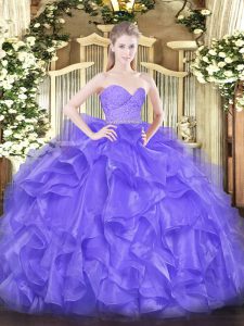 New Style Lavender Sleeveless Organza Zipper Vestidos de Quinceanera for Military Ball and Sweet 16 and Quinceanera