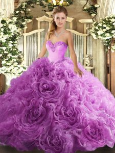 New Arrival Fabric With Rolling Flowers Sleeveless Floor Length 15 Quinceanera Dress and Beading