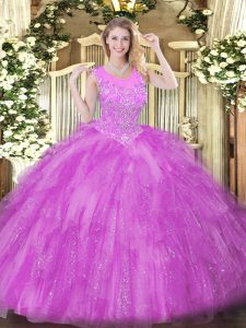 Floor Length Ball Gowns Sleeveless Lilac Sweet 16 Quinceanera Dress Zipper