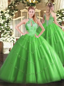 Floor Length Quinceanera Gown Tulle Sleeveless Beading