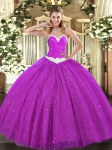 Cheap Sleeveless Appliques Lace Up Ball Gown Prom Dress