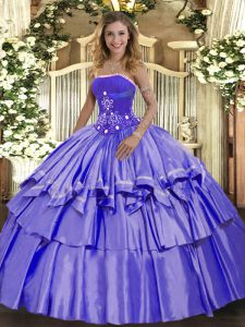 Best Sleeveless Lace Up Floor Length Beading and Ruffled Layers Sweet 16 Dresses