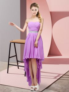 Colorful Lavender Sleeveless Chiffon Lace Up Evening Dress for Prom and Party