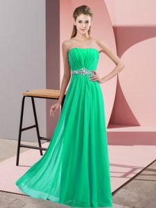 Elegant Turquoise Strapless Neckline Beading Homecoming Dress Sleeveless Lace Up
