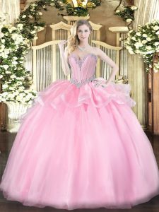 Superior Sleeveless Lace Up Floor Length Beading Sweet 16 Dresses
