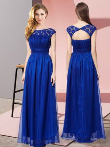 Artistic Royal Blue Scoop Neckline Lace Prom Dress Sleeveless Zipper
