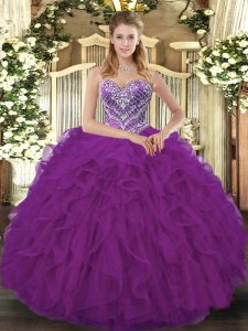 Free and Easy Floor Length Ball Gowns Sleeveless Fuchsia 15 Quinceanera Dress Lace Up