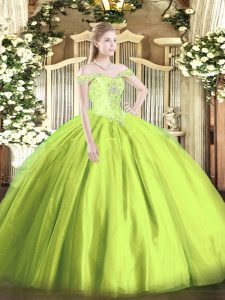 Fashionable Tulle Sleeveless Floor Length Sweet 16 Quinceanera Dress and Beading